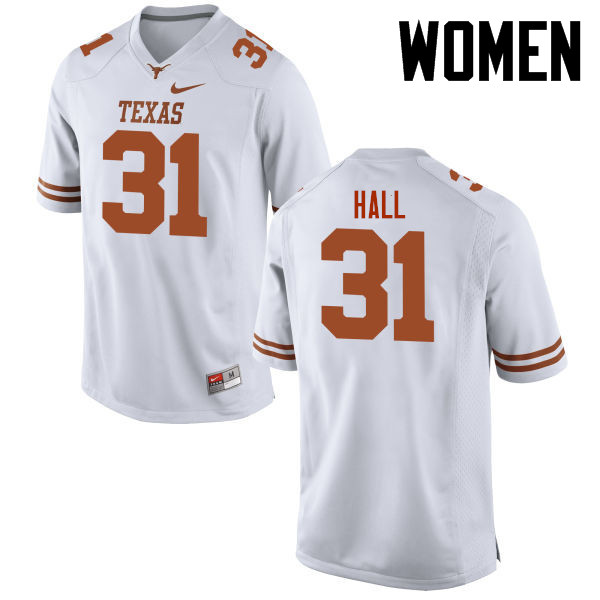 Women #31 Jason Hall Texas Longhorns College Football Jerseys-White